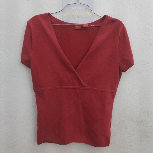 Mossimo Red V neck top - Picture 3 of 8